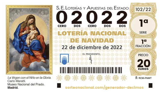 Décimo Lotería 2022; Décimo del Sorteo Extraordinario de Lotería de Navidad 2022
