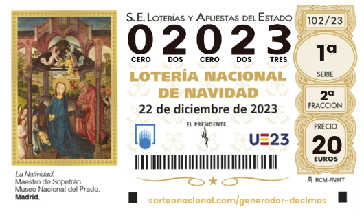 Décimo Lotería 2023; Décimo del Sorteo Extraordinario de Lotería de Navidad 2023
