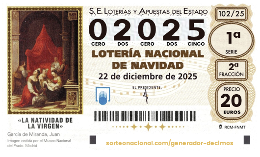Décimo Lotería 2025; Décimo del Sorteo Extraordinario de Lotería de Navidad 2025