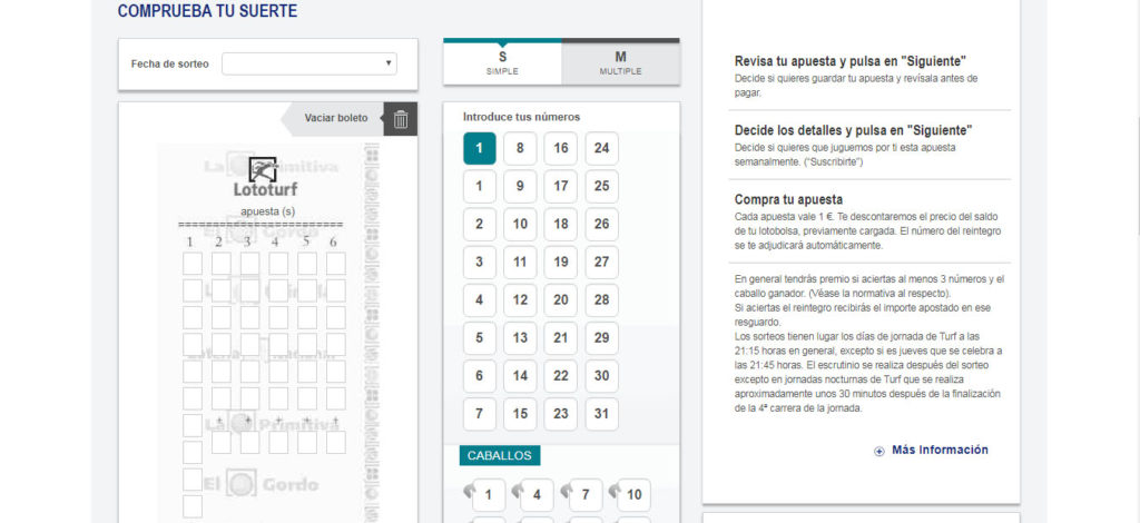 comprobar los resultados del lototurf