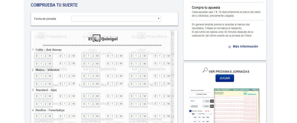 comprobar los resultados del quinigol 