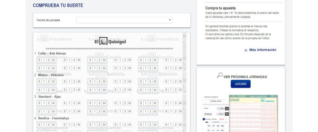 comprobar los resultados del quinigol 